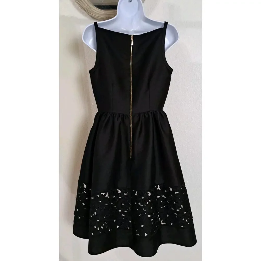 Kate Spade Lace Cutout Panel Fit & Flare Dress Baja Bound Black 4 Cocktail Event - Picture 4 of 7